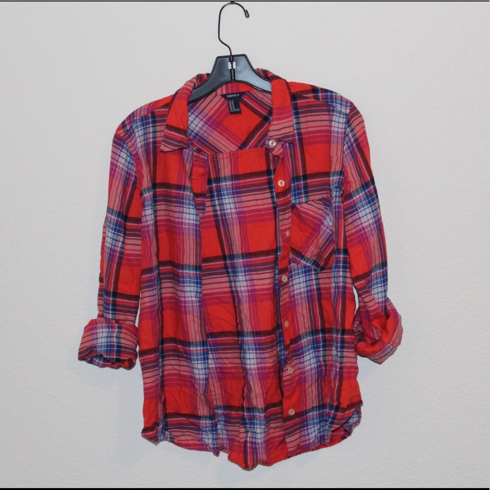 Forever 21 long-sleeved plaid shirt